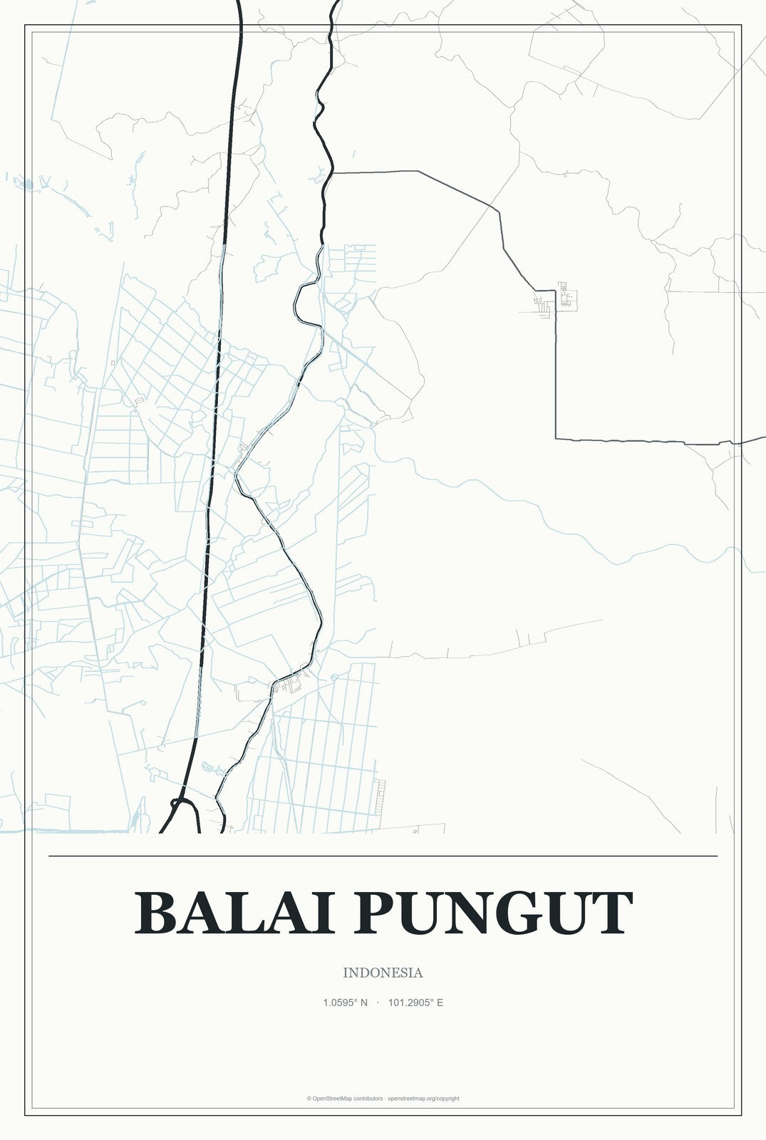 Balai Pungut, Indonesia City Map Aluminum Sign in Gallery Air style