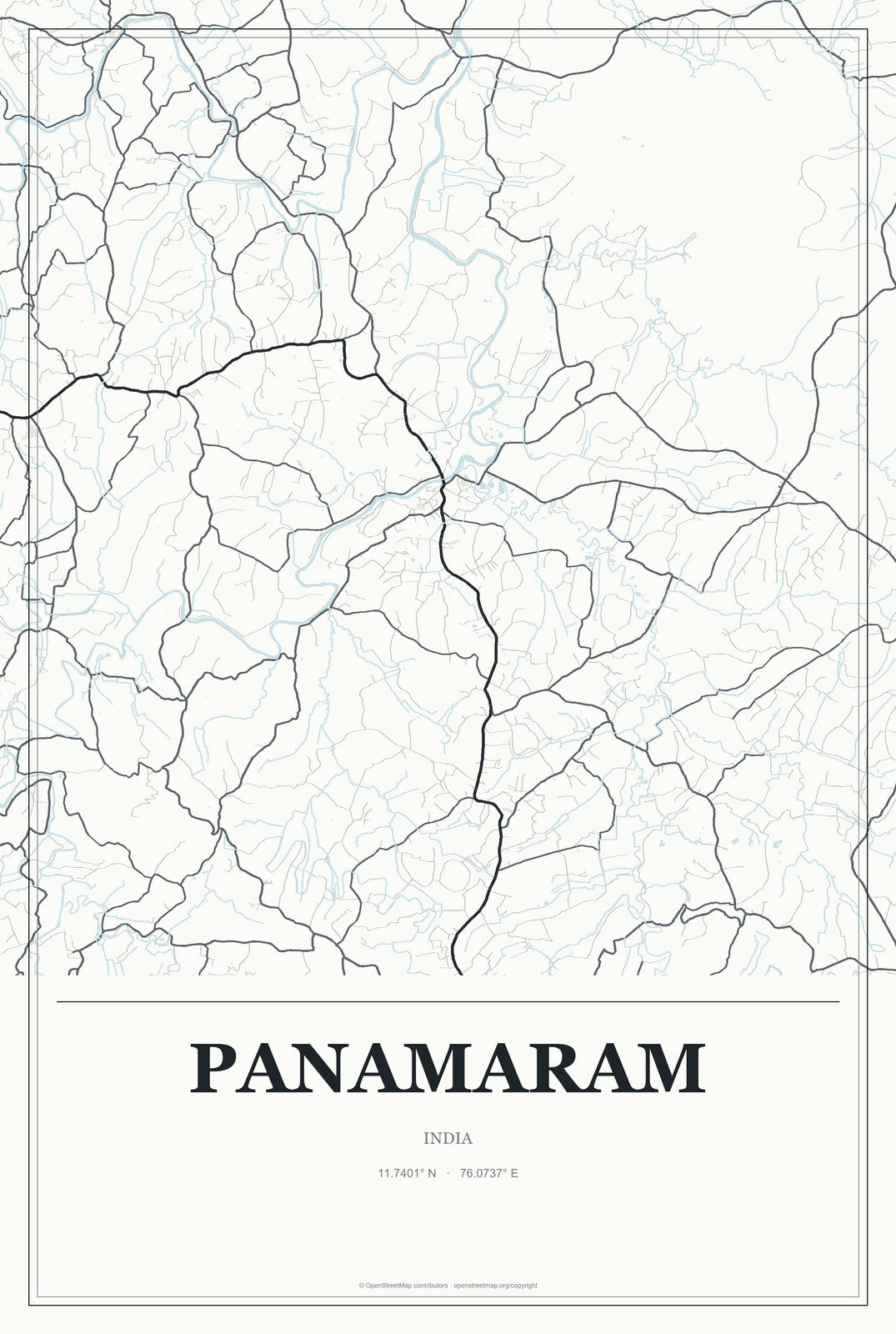 Panamaram, India City Map Aluminum Sign in Gallery Air style