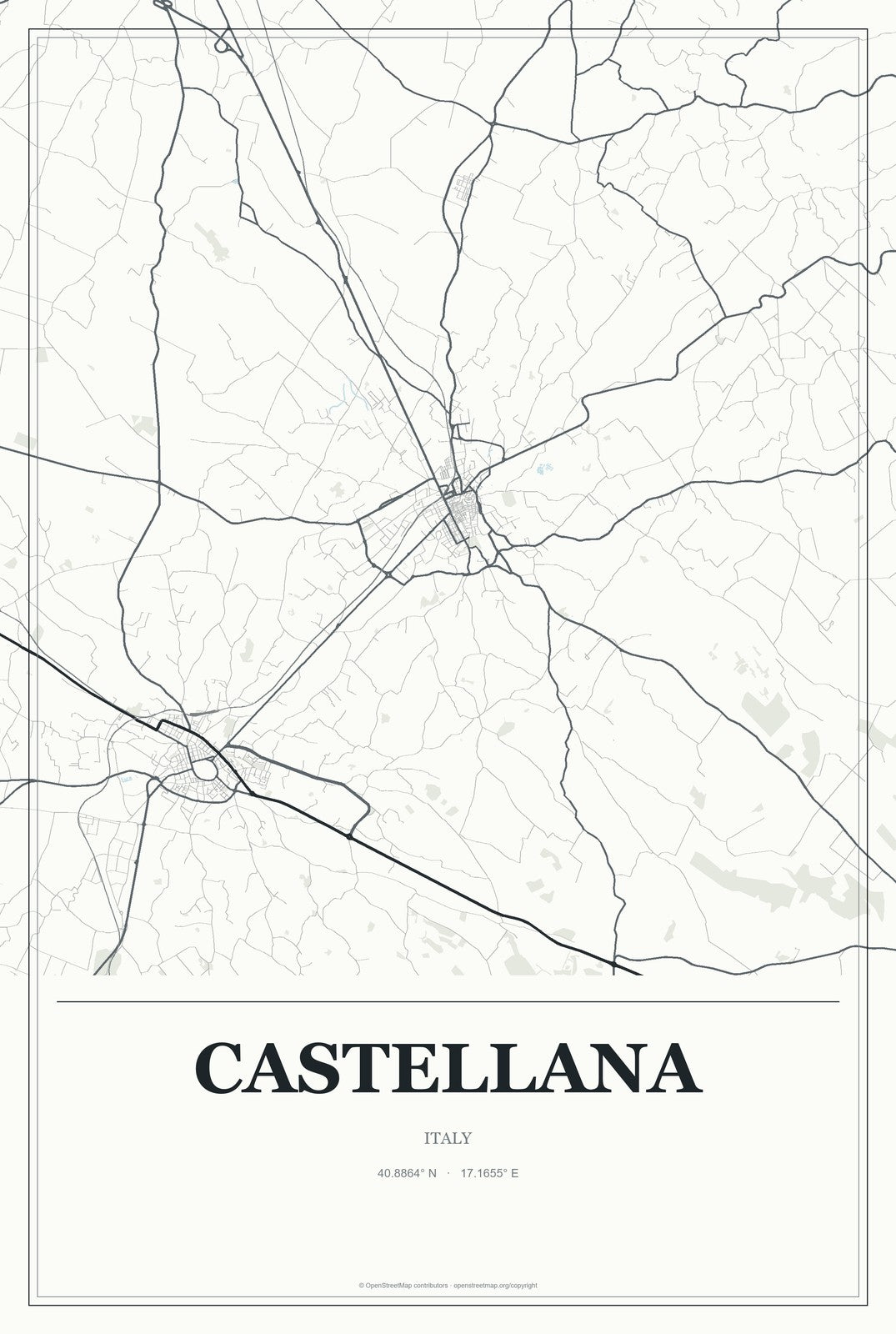 Castellana, Italy City Map Aluminum Sign in Gallery Air style