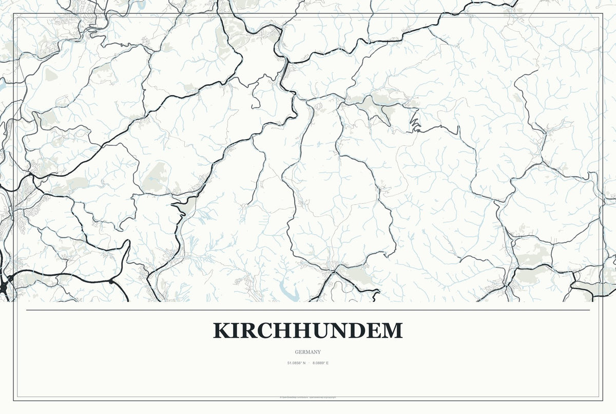Kirchhundem, Germany City Map Aluminum Sign in Gallery Air style