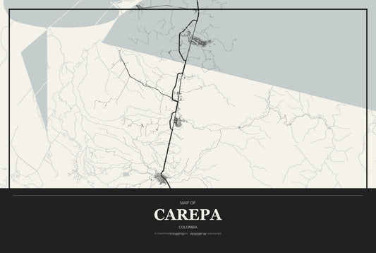 Carepa, Colombia City Map Aluminum Sign in Museum Plaque style