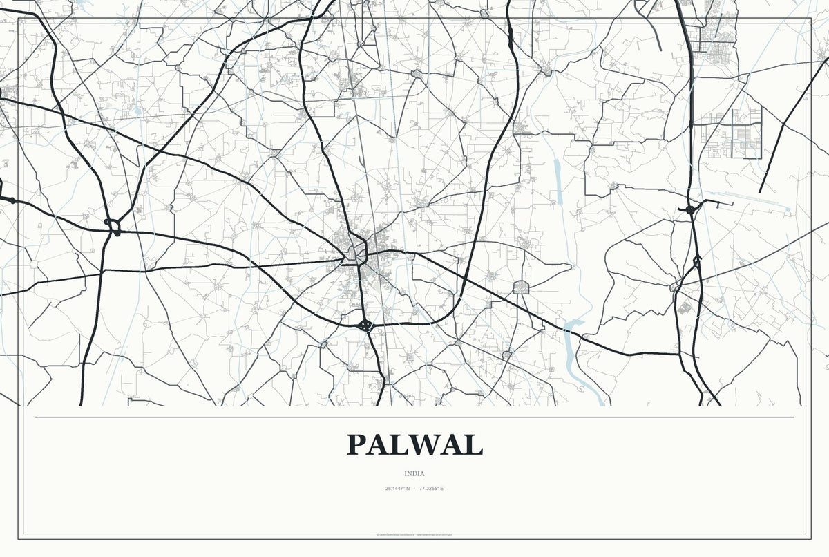 Palwal, India City Map Aluminum Sign in Gallery Air style