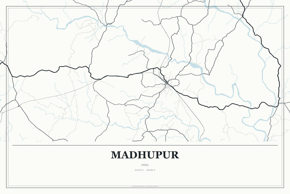 Madhupur, India City Map Aluminum Sign in Gallery Air style