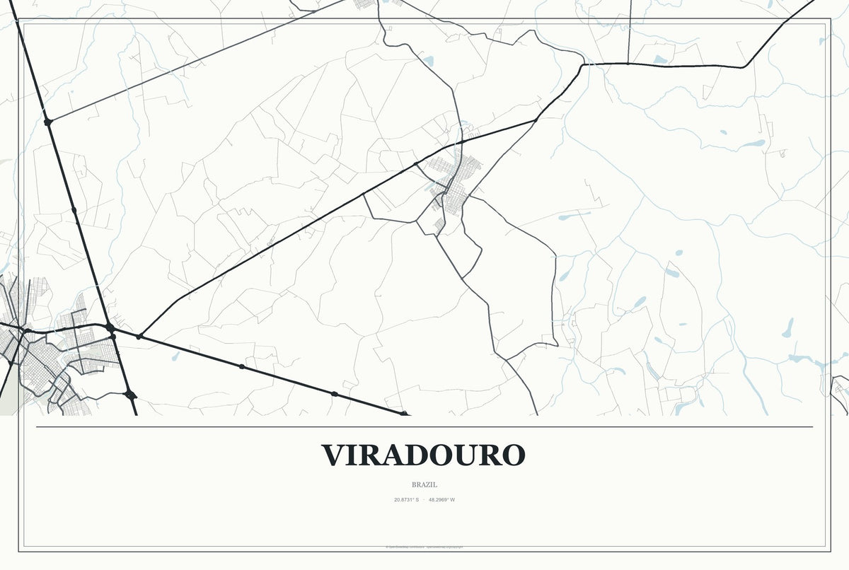Viradouro, Brazil City Map Aluminum Sign in Gallery Air style
