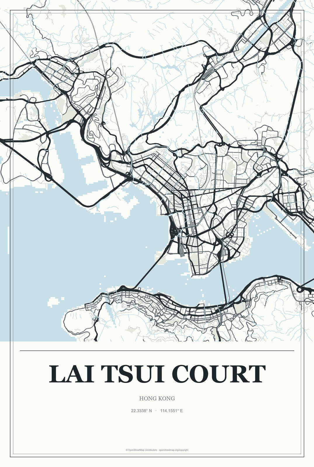 Lai Tsui Court, Hong Kong City Map Aluminum Sign in Gallery Air style