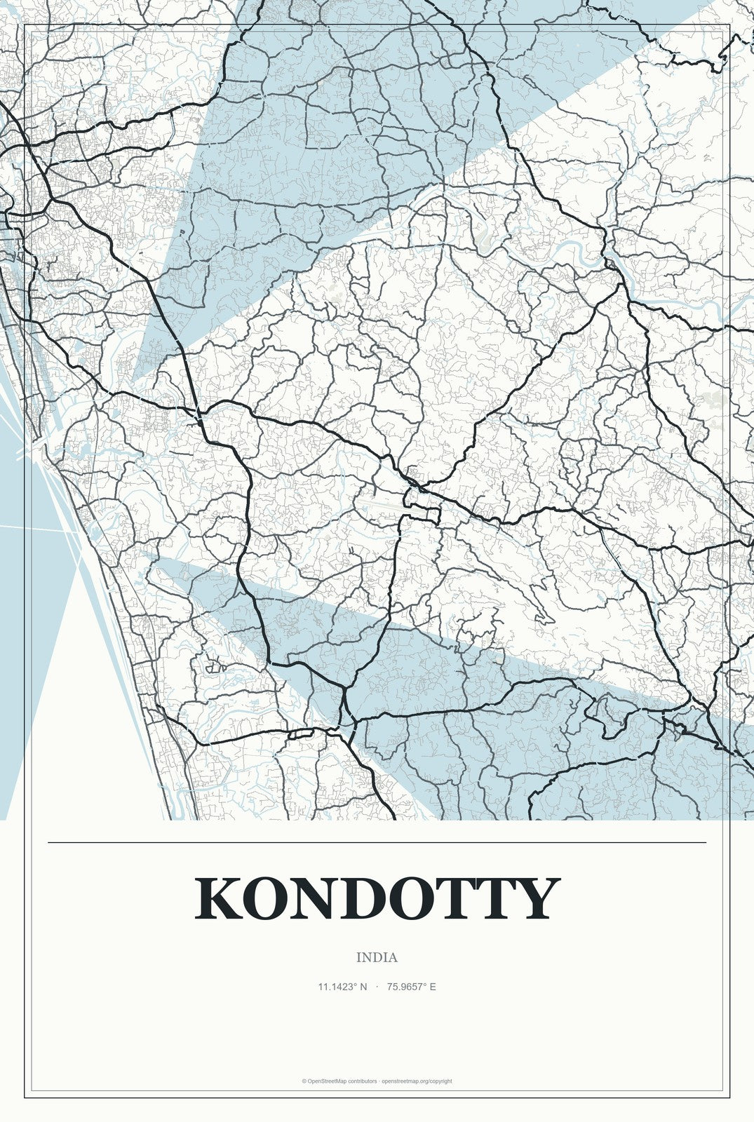 Kondotty, India City Map Aluminum Sign in Gallery Air style