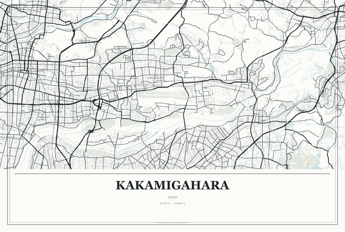 Kakamigahara, Japan City Map Aluminum Sign in Gallery Air style