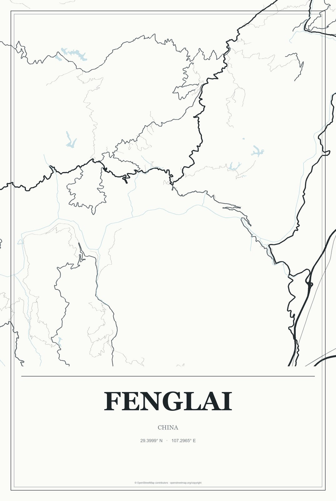 Fenglai, China City Map Aluminum Sign in Gallery Air style