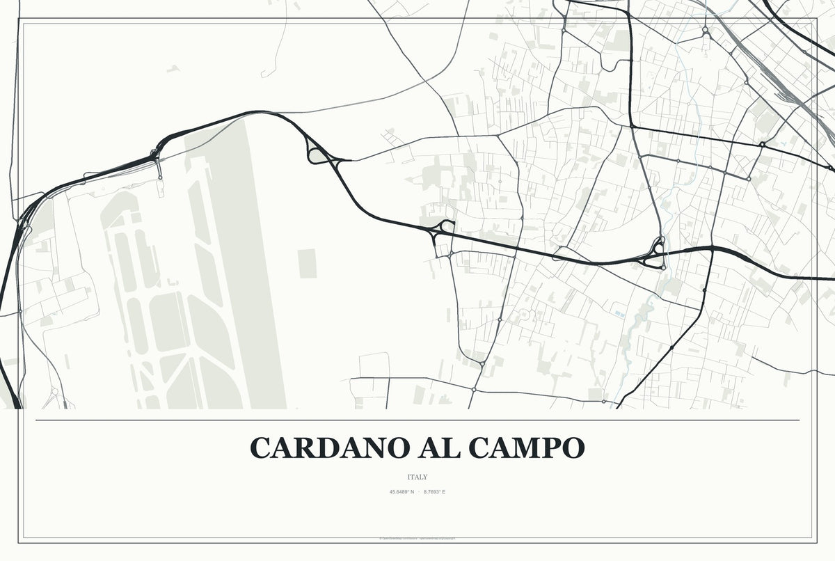 Cardano al Campo, Italy City Map Aluminum Sign in Gallery Air style