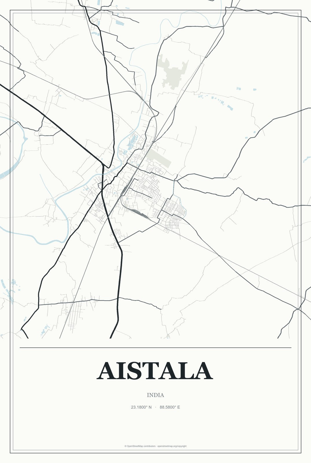 Aistala, India City Map Aluminum Sign in Gallery Air style