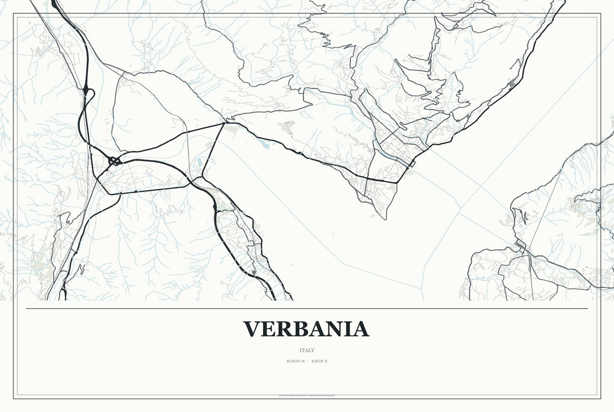 Verbania, Italy City Map Aluminum Sign in Gallery Air style