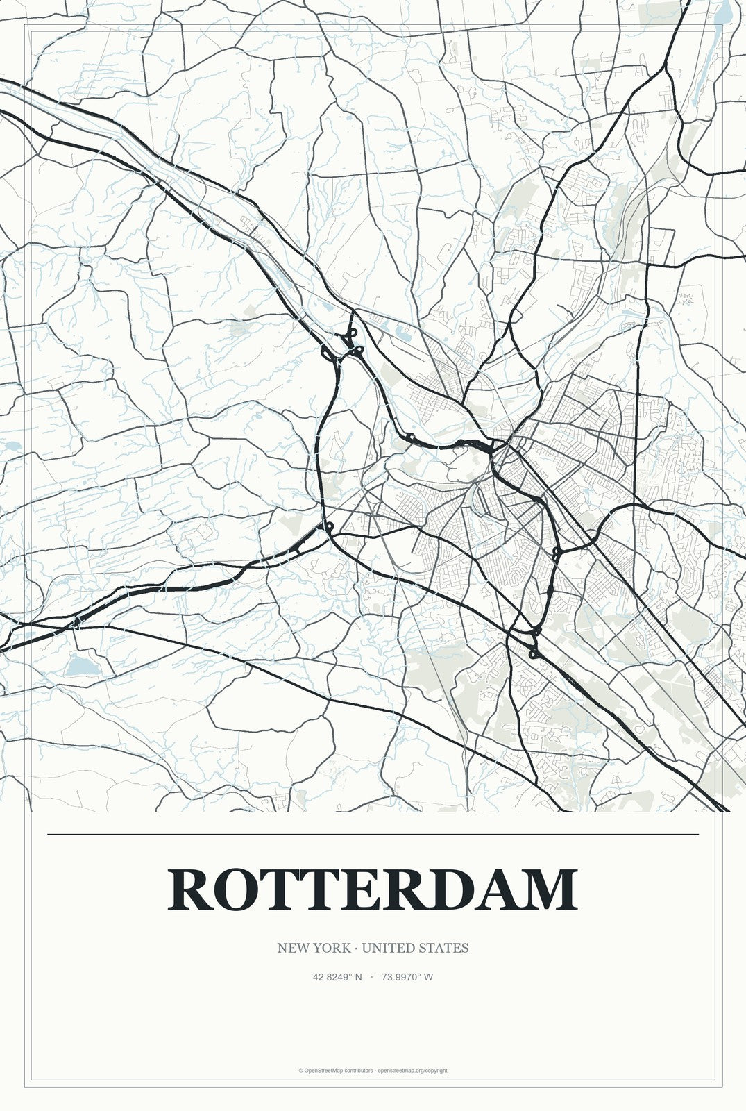 Rotterdam, New York City Map Aluminum Sign in Gallery Air style