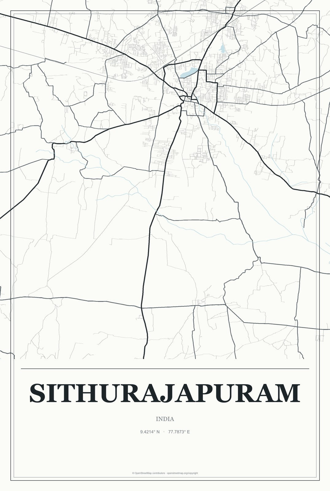 Sithurajapuram, India City Map Aluminum Sign in Gallery Air style