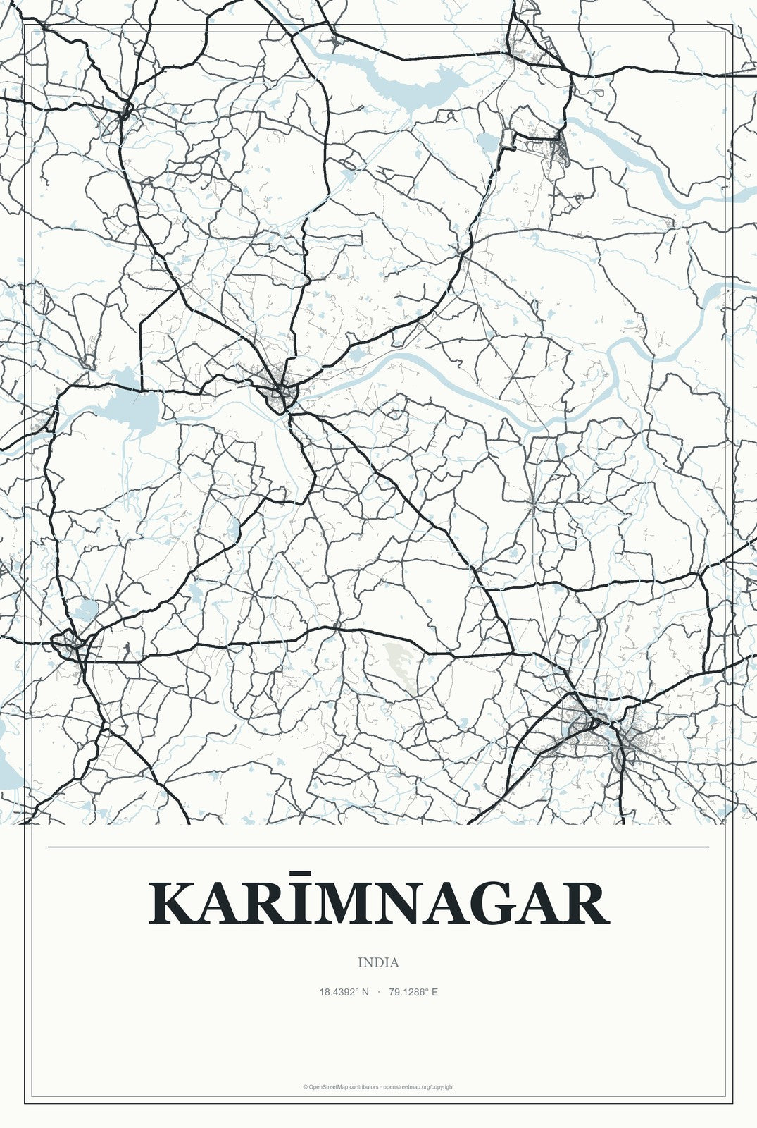 Karīmnagar, India City Map Aluminum Sign in Gallery Air style