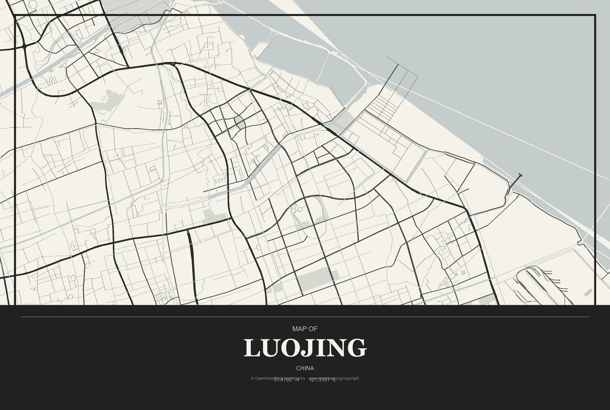 Luojing, China City Map Aluminum Sign in Museum Plaque style
