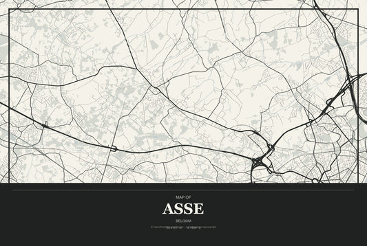 Asse, Belgium City Map Aluminum Sign in Museum Plaque style