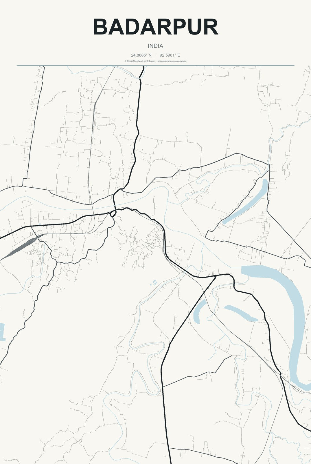 Badarpur, India City Map Aluminum Sign in Headline Atlas style