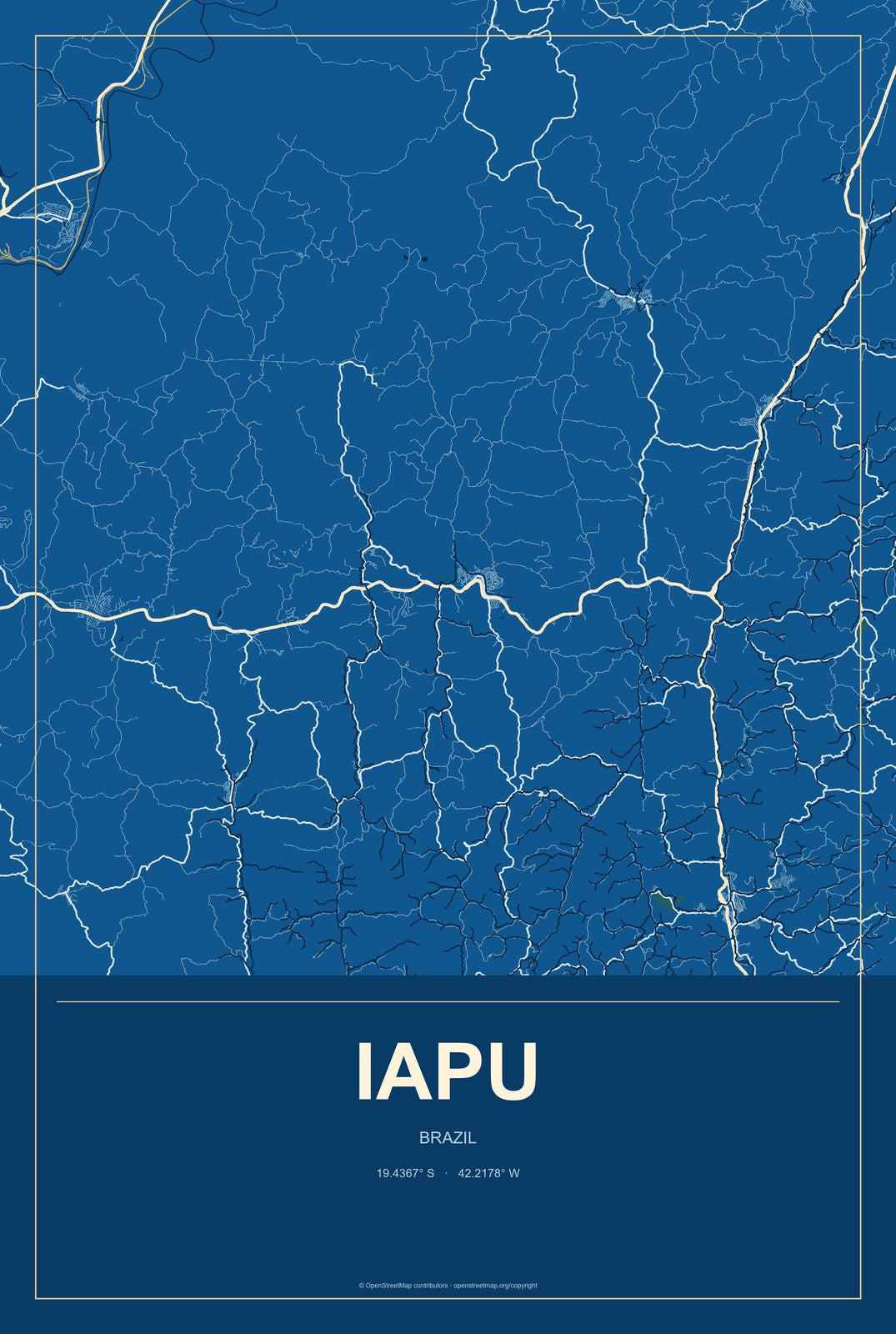 Iapu, Brazil City Map Aluminum Sign in Harbor Cobalt style