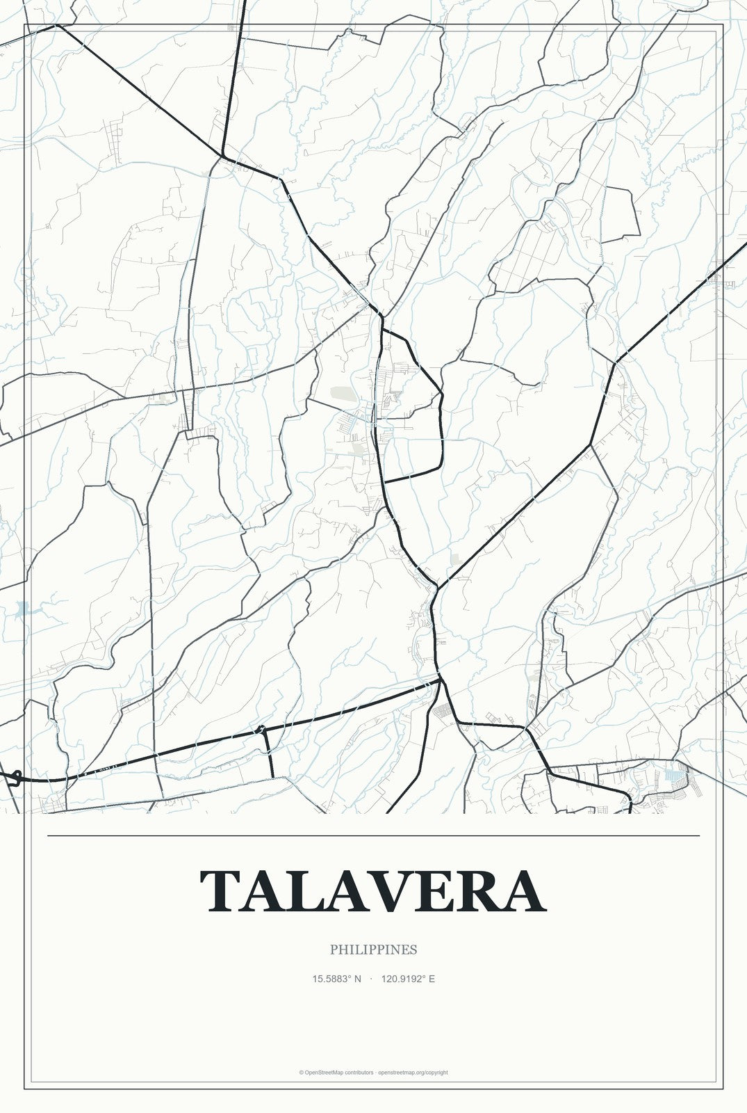 Talavera, Philippines City Map Aluminum Sign in Gallery Air style