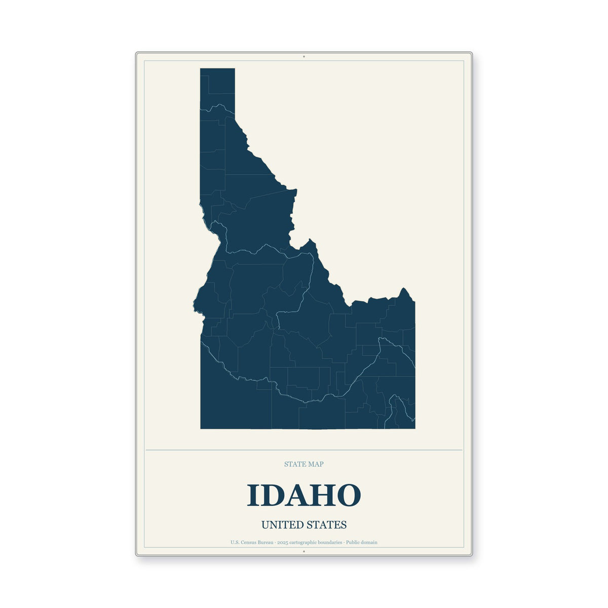 Idaho state map aluminum sign in Coastal Cutout style