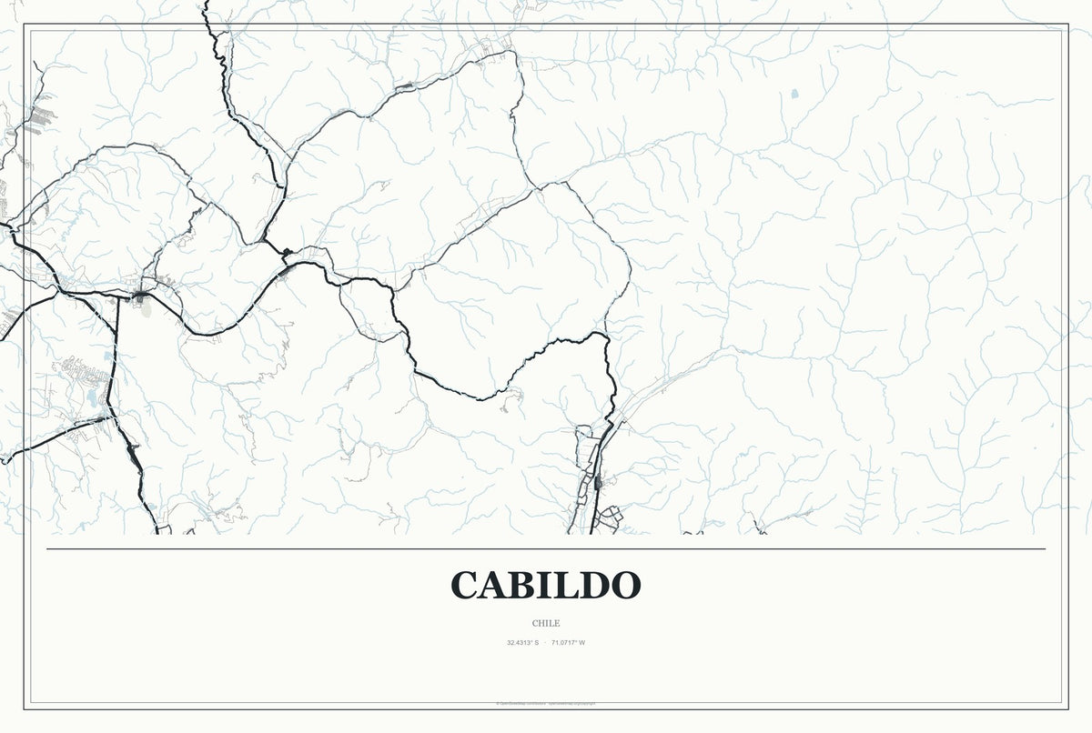 Cabildo, Chile City Map Aluminum Sign in Gallery Air style