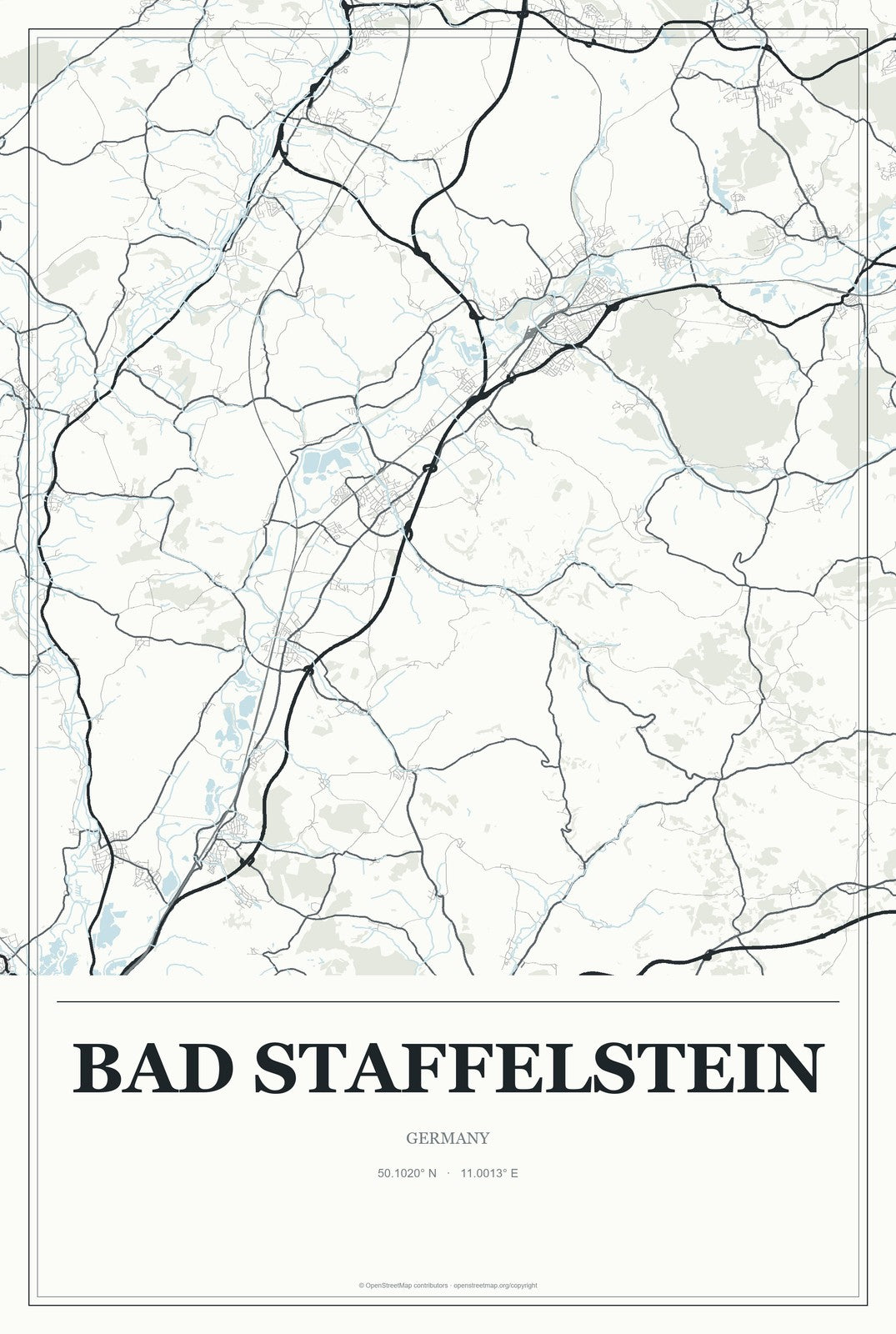 Bad Staffelstein, Germany City Map Aluminum Sign in Gallery Air style