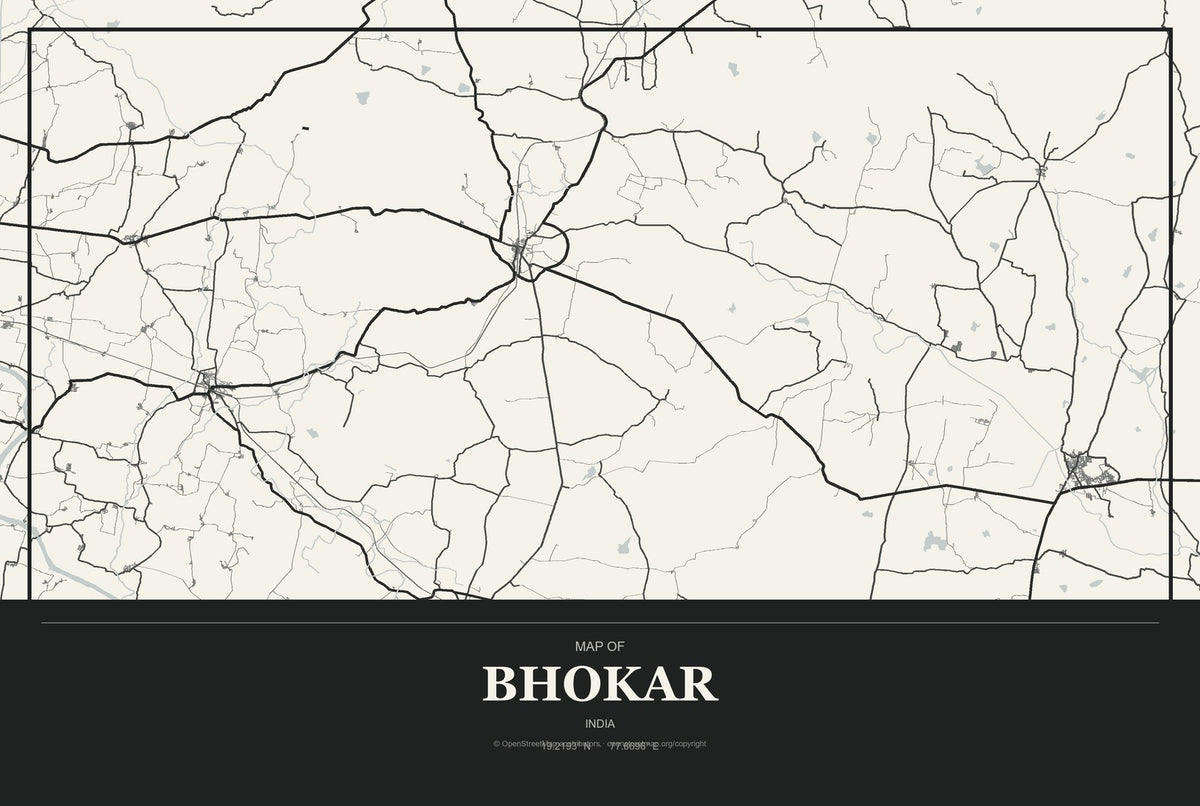 Bhokar, India City Map Aluminum Sign in Museum Plaque style