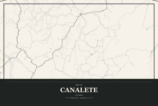 Canalete, Colombia City Map Aluminum Sign in Museum Plaque style