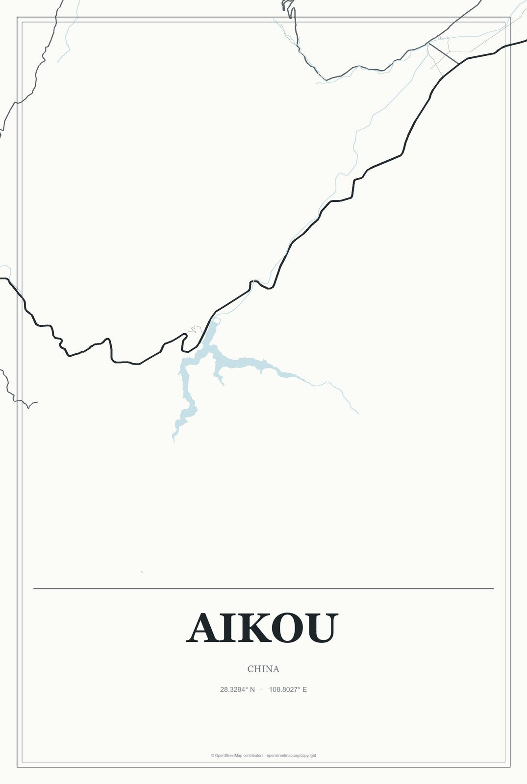 Aikou, China City Map Aluminum Sign in Gallery Air style