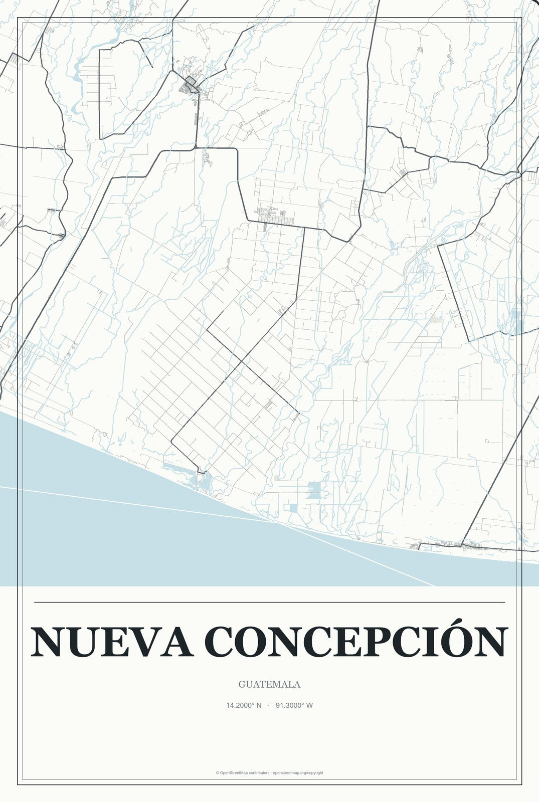 Nueva Concepción, Guatemala City Map Aluminum Sign in Gallery Air style