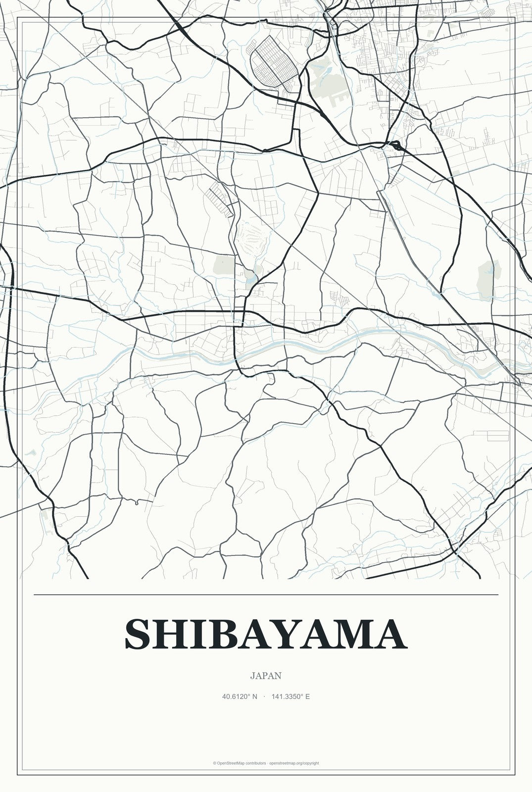 Shibayama, Japan City Map Aluminum Sign in Gallery Air style