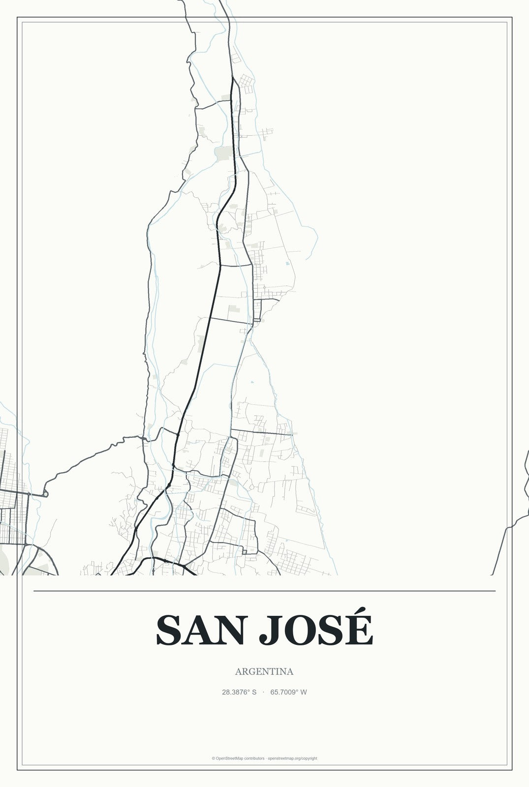 San José, Argentina City Map Aluminum Sign in Gallery Air style