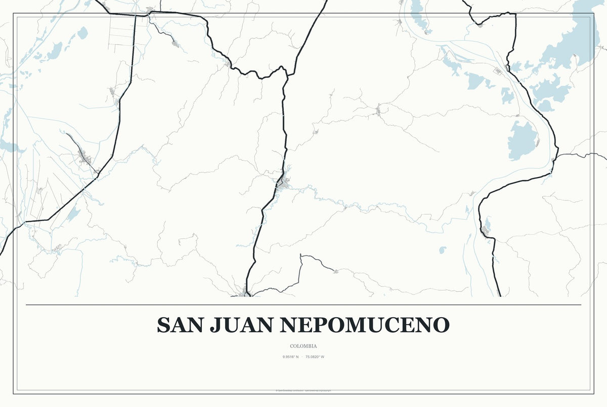 San Juan Nepomuceno, Colombia City Map Aluminum Sign in Gallery Air style