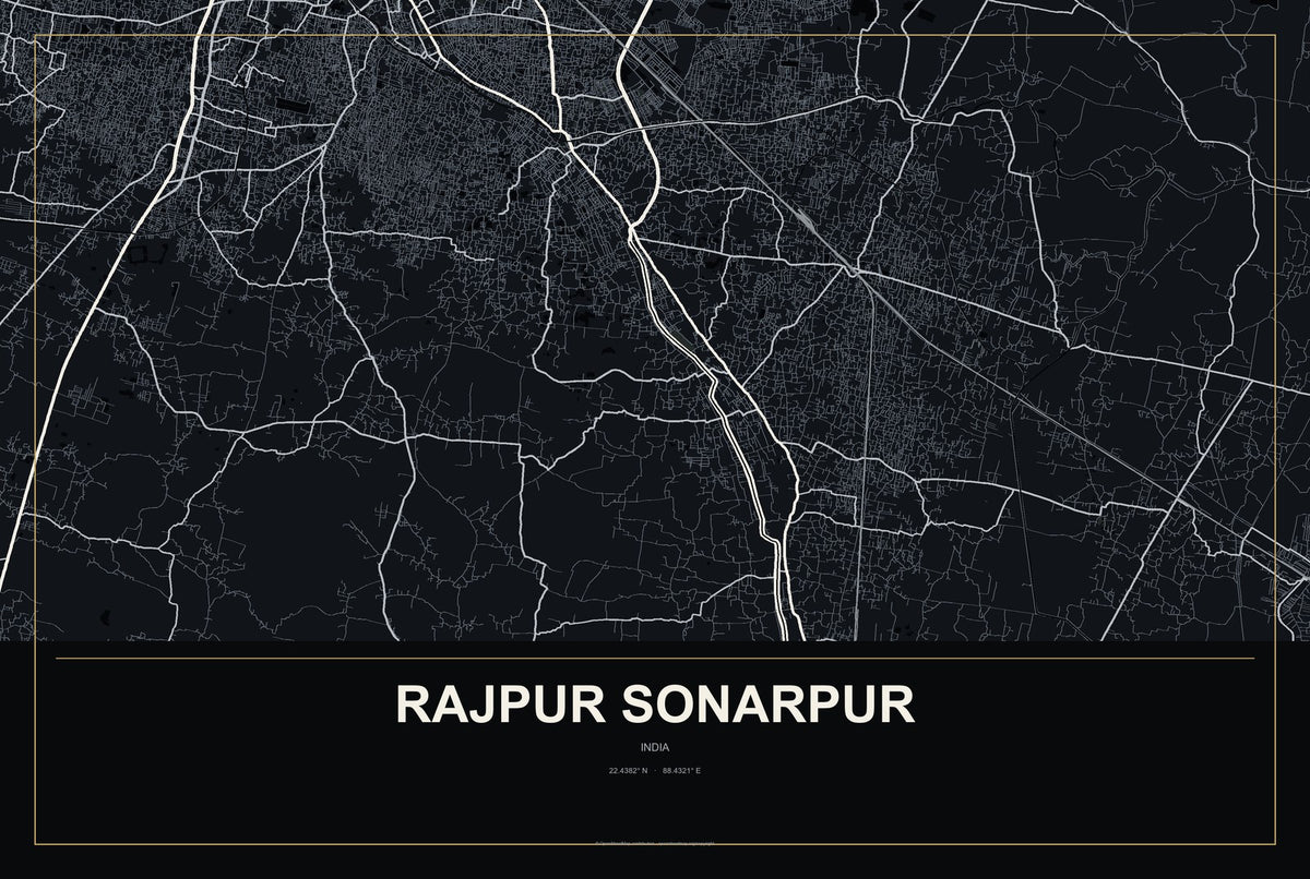 Rajpur Sonarpur, India City Map Aluminum Sign in Metropolitan Noir style