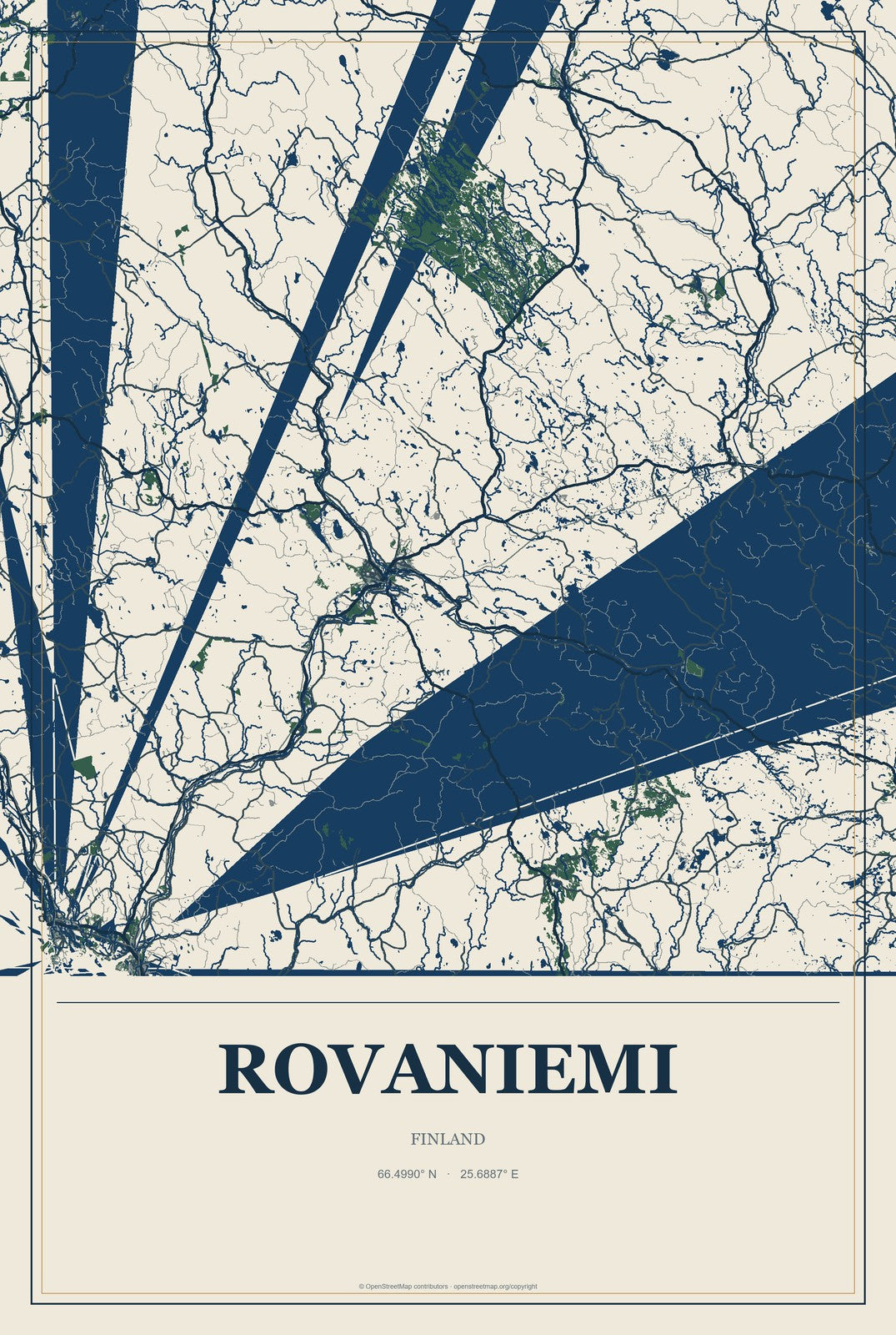 Rovaniemi, Finland City Map Aluminum Sign in Coastal Cutout style