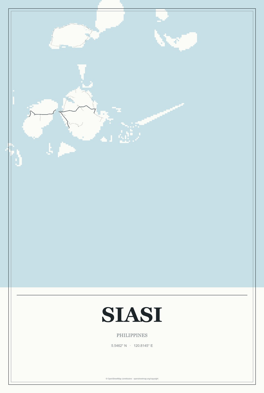Siasi, Philippines City Map Aluminum Sign in Gallery Air style