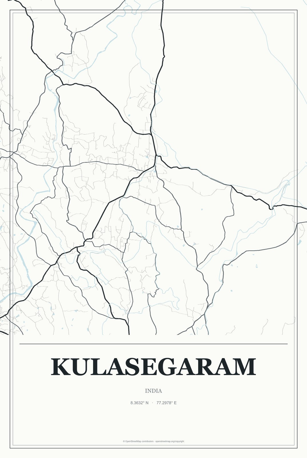 Kulasegaram, India City Map Aluminum Sign in Gallery Air style