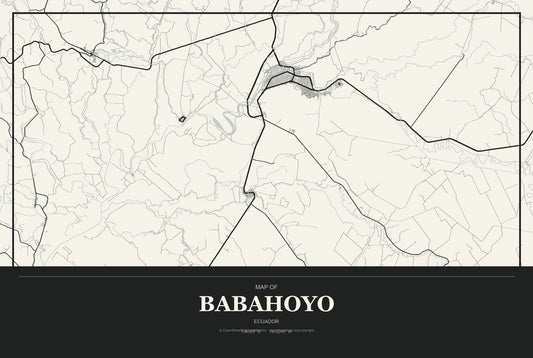 Babahoyo, Ecuador City Map Aluminum Sign in Museum Plaque style