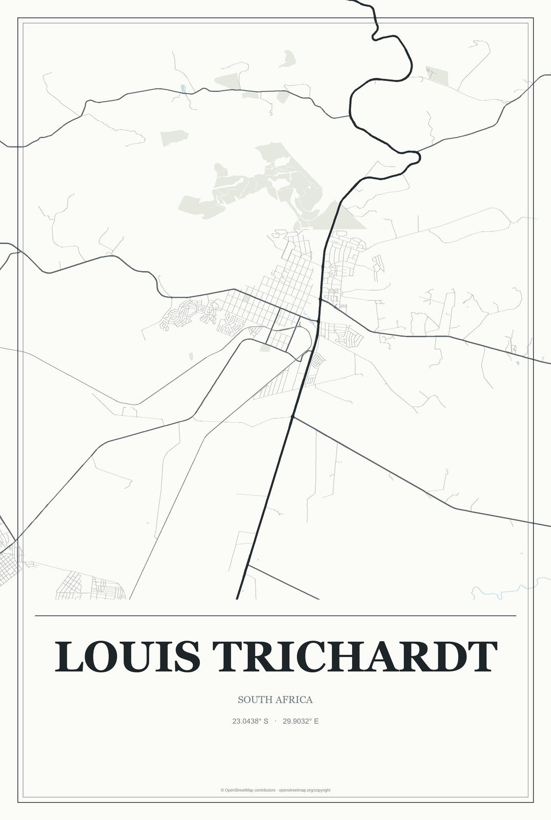 Louis Trichardt, South Africa City Map Aluminum Sign in Gallery Air style