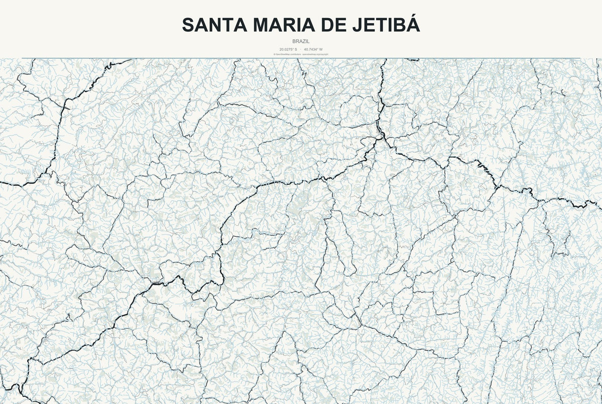Santa Maria de Jetibá, Brazil City Map Aluminum Sign in Headline Atlas style