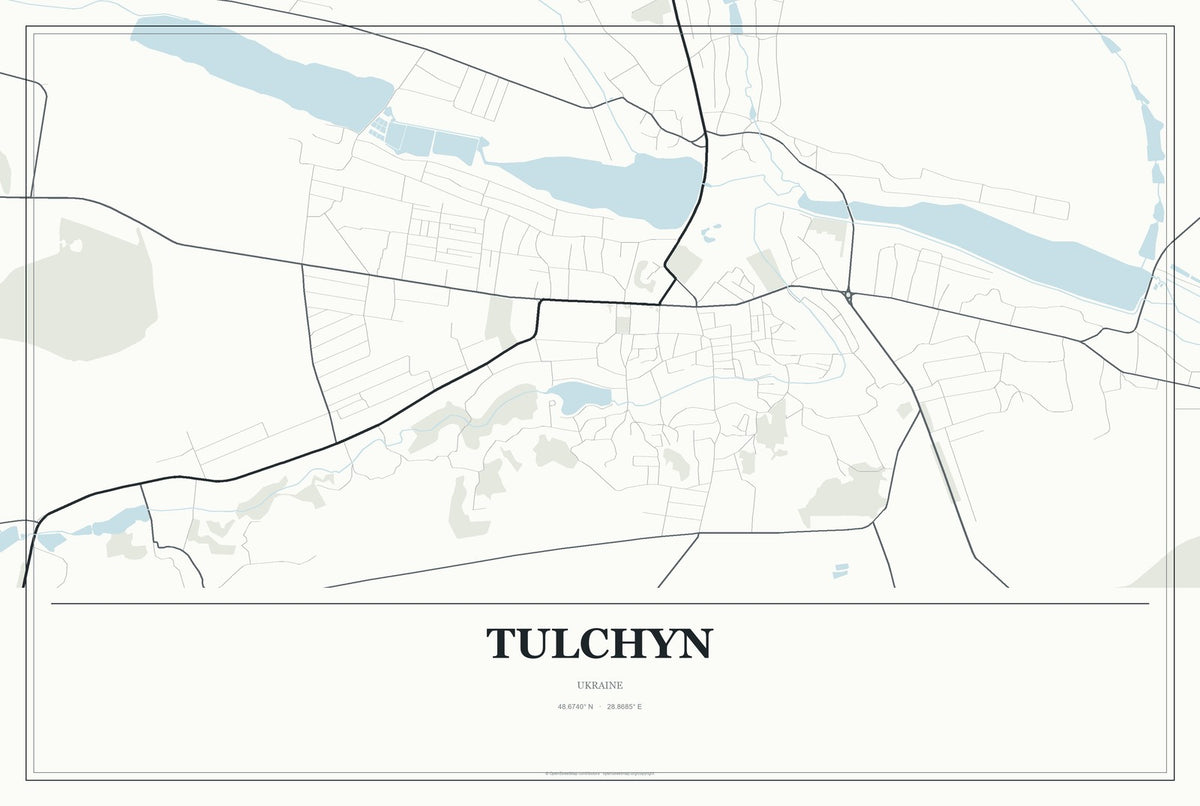 Tulchyn, Ukraine City Map Aluminum Sign in Gallery Air style