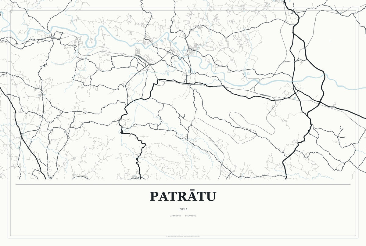 Patrātu, India City Map Aluminum Sign in Gallery Air style