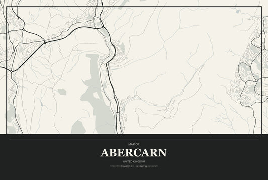 Abercarn, United Kingdom City Map Aluminum Sign in Museum Plaque style