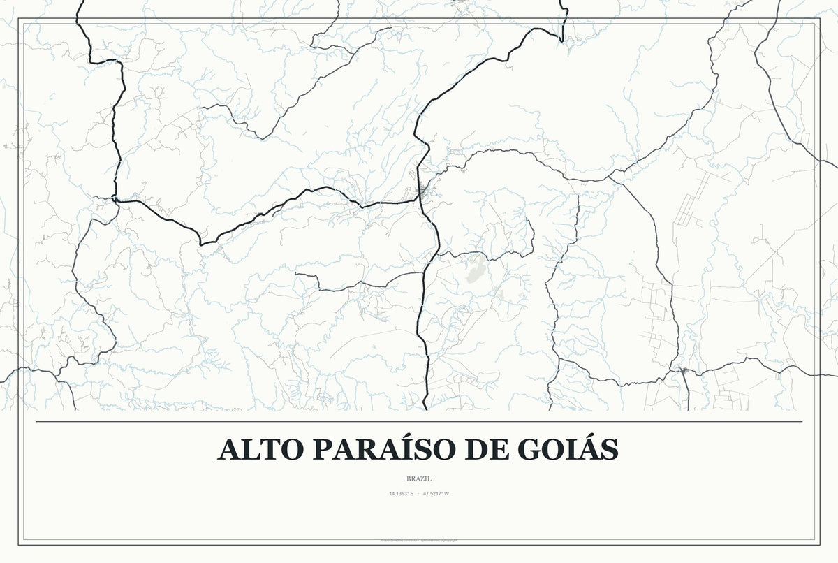 Alto Paraíso de Goiás, Brazil City Map Aluminum Sign in Gallery Air style