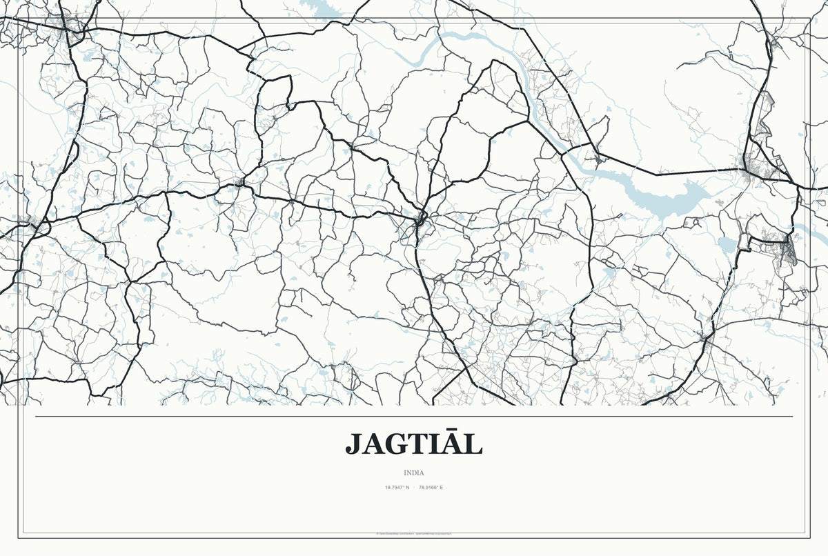 Jagtiāl, India City Map Aluminum Sign in Gallery Air style