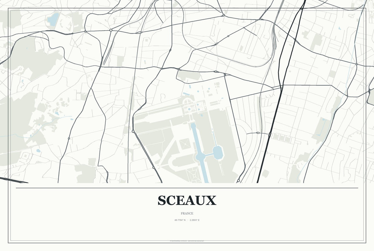Sceaux, France City Map Aluminum Sign in Gallery Air style