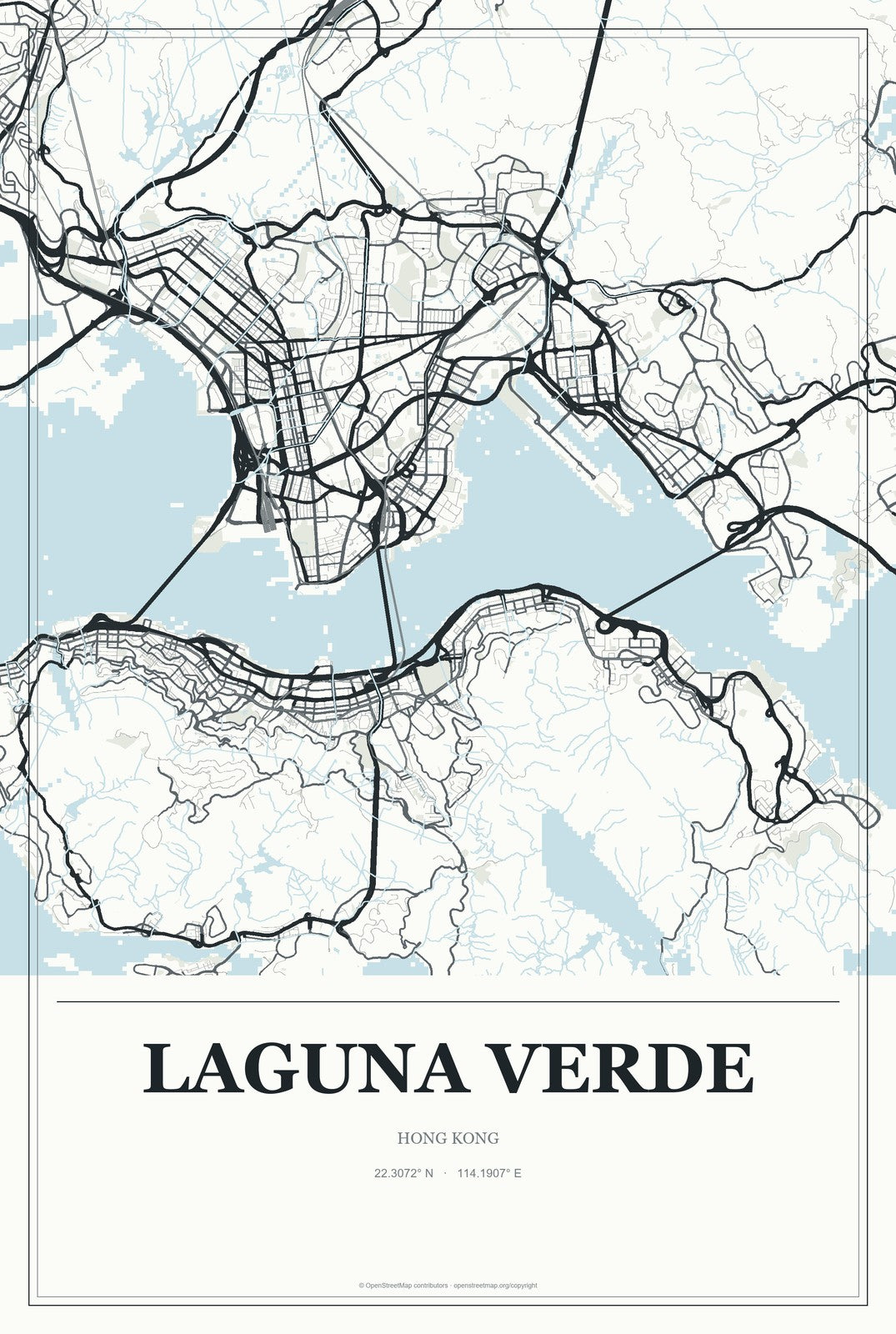 Laguna Verde, Hong Kong City Map Aluminum Sign in Gallery Air style