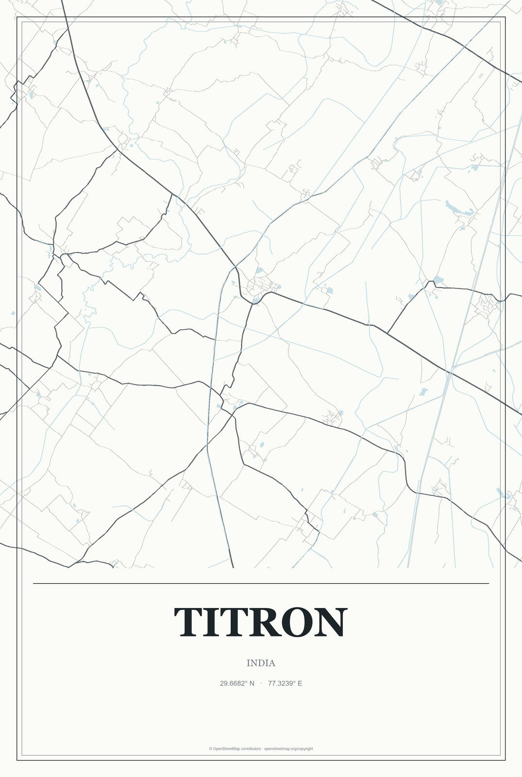 Titron, India City Map Aluminum Sign in Gallery Air style