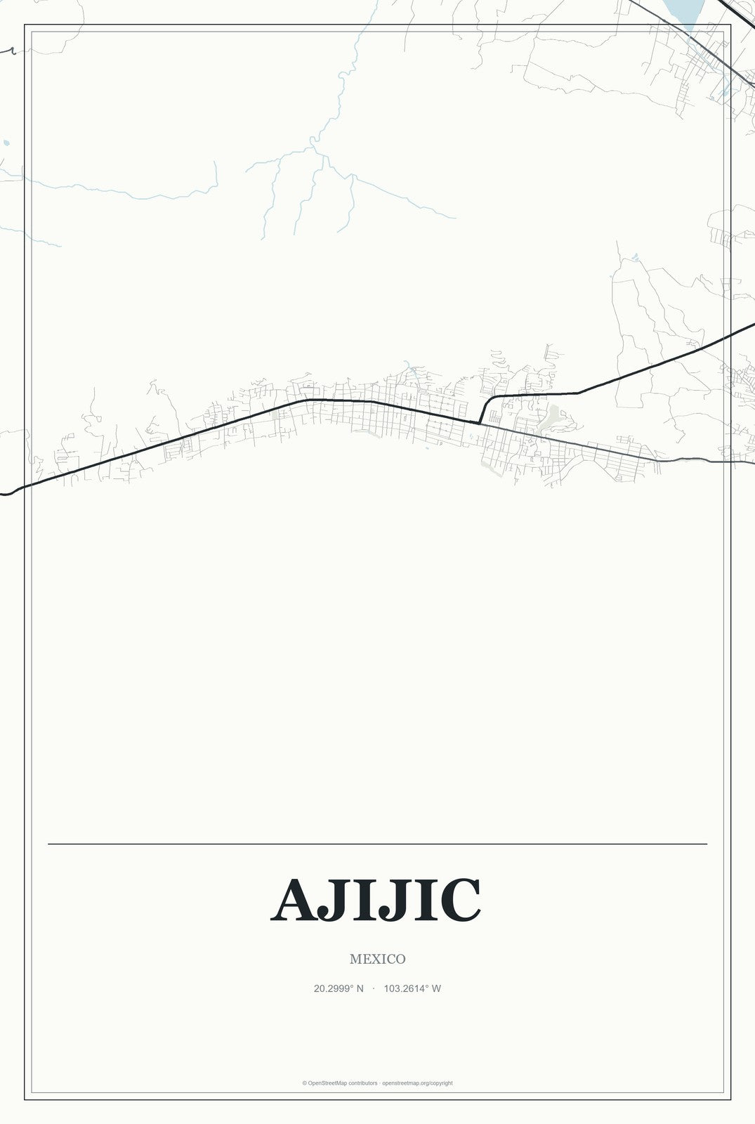 Ajijic, Mexico City Map Aluminum Sign in Gallery Air style