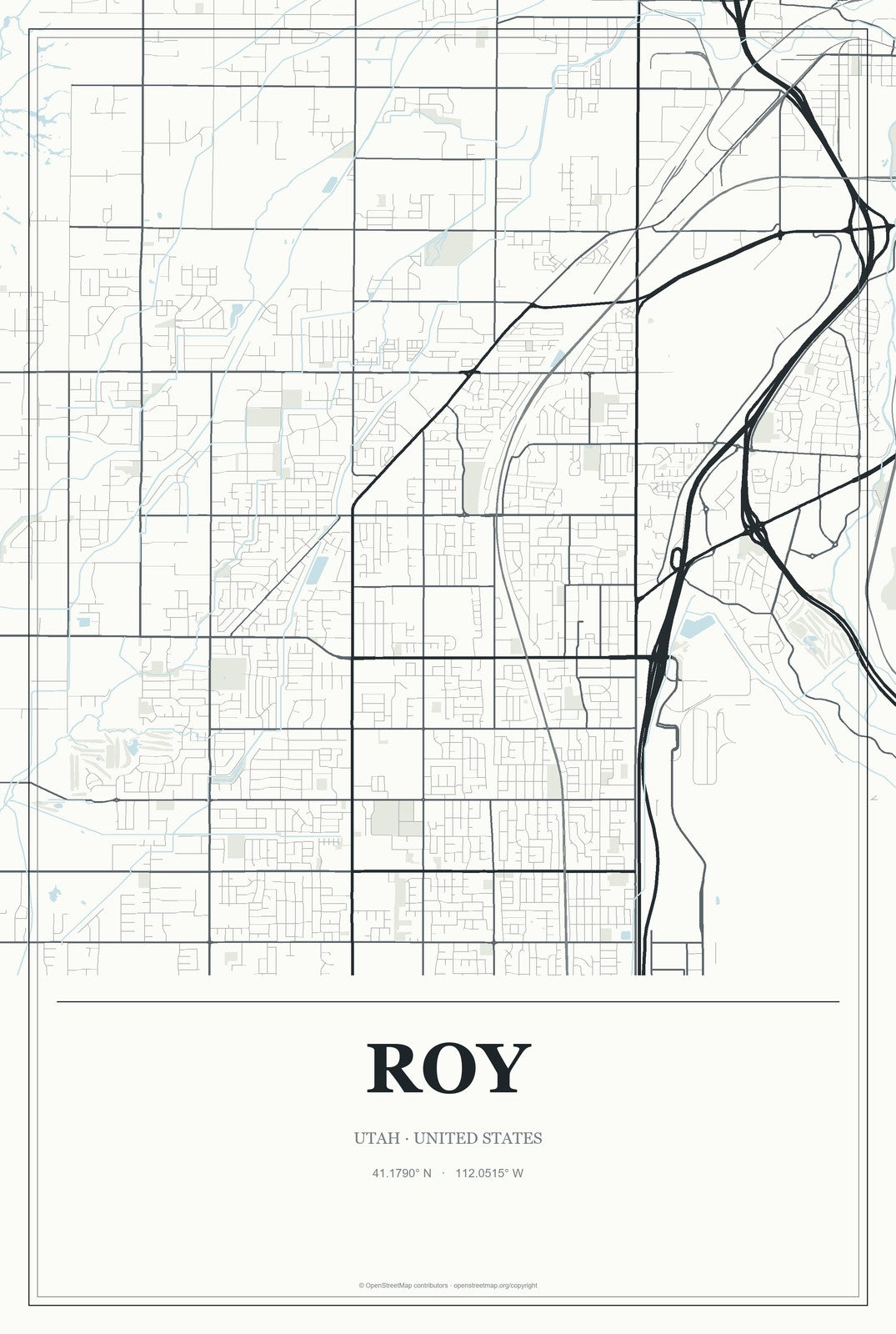 Roy, Utah City Map Aluminum Sign in Gallery Air style